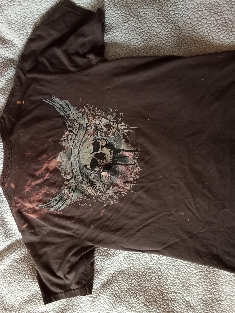 Affliction Brown Short Sleeve Skull & Wings Graphic Tee